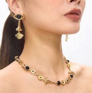 Nwt Schiaparelli Inspired Anatomy Ear Nose Necklace